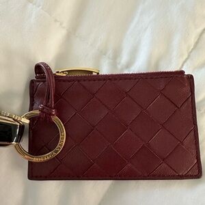 Bottega Veneta zip card case in burgundy